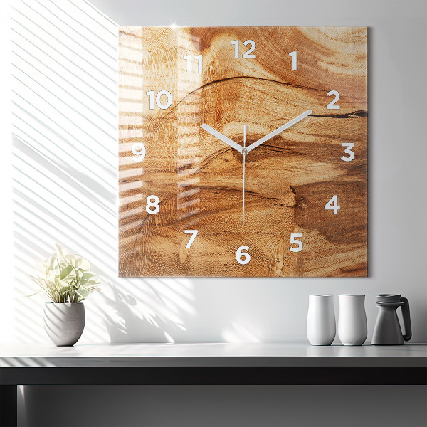 Square wall clock Wood texture