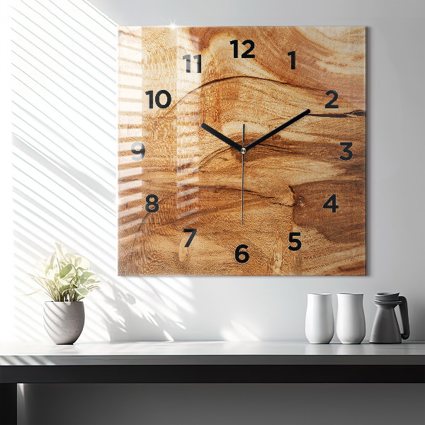 Square wall clock Wood texture