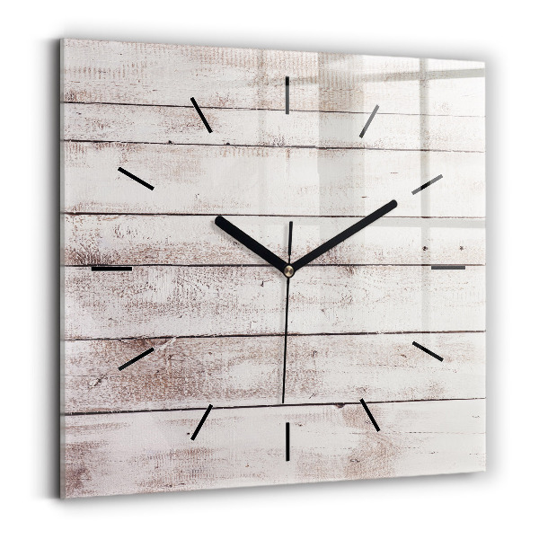 Square wall clock Light wood planks