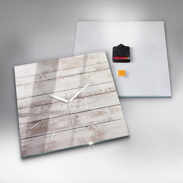 Square wall clock Light wood planks