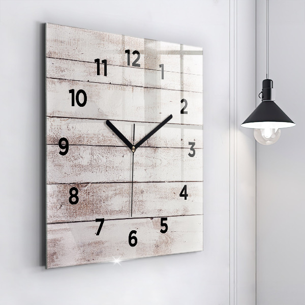 Square wall clock Light wood planks