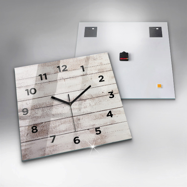 Square wall clock Light wood planks