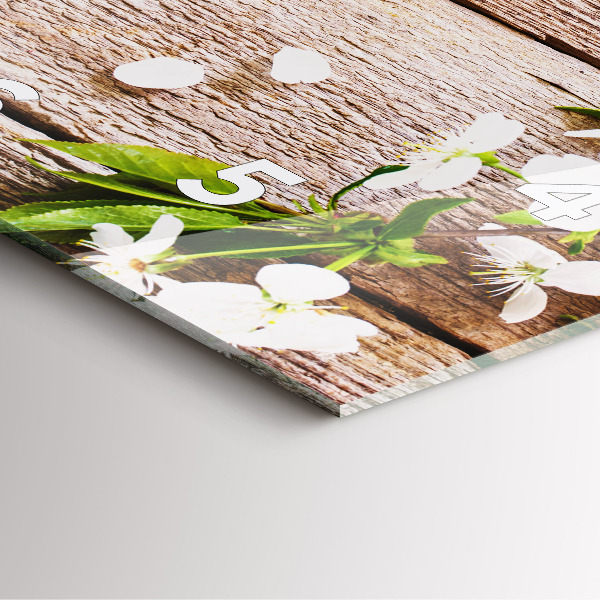 Square wall clock Flowers on wood