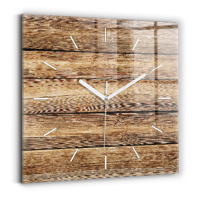 Square wall clock Wooden boards