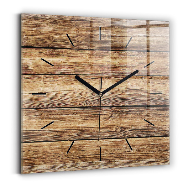Square wall clock Wooden boards
