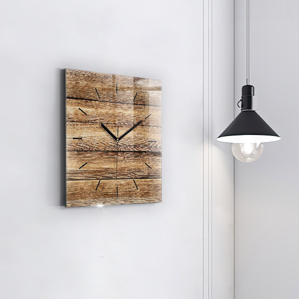 Square wall clock Wooden boards