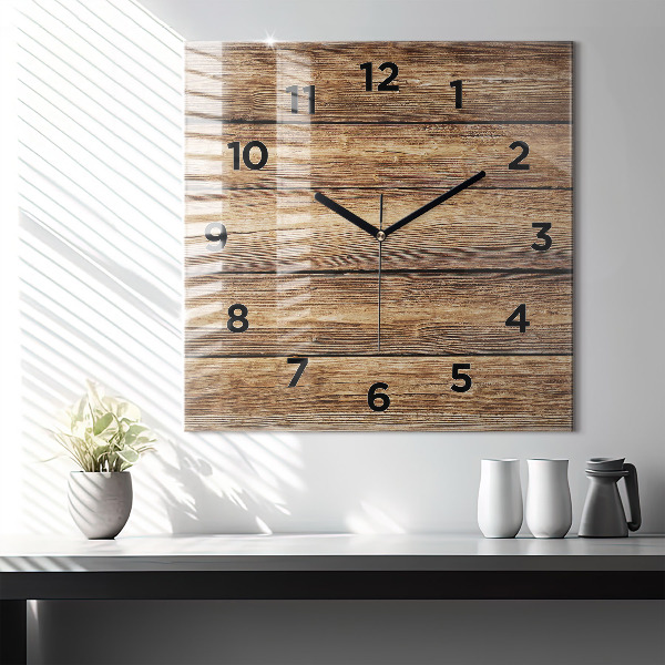 Square wall clock Wooden boards