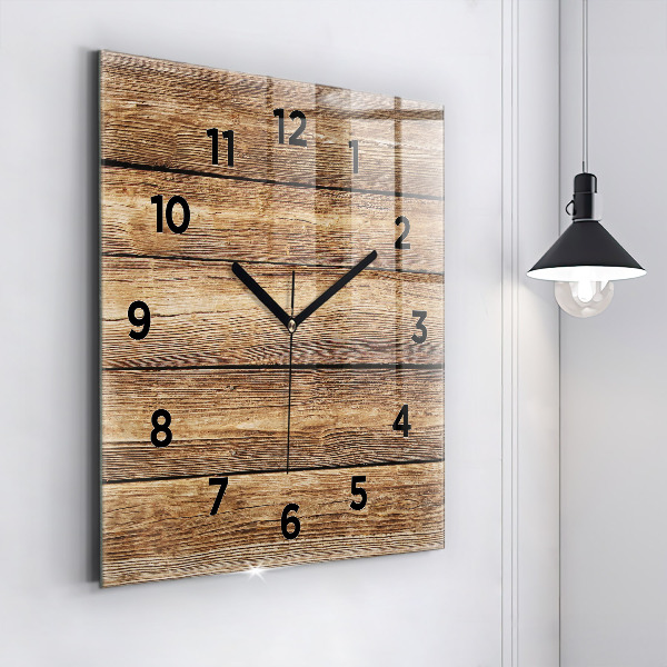 Square wall clock Wooden boards