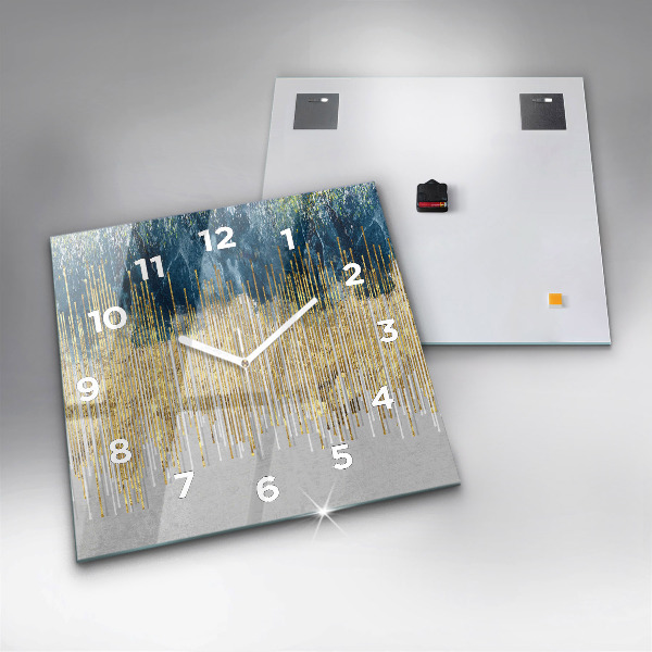 Square wall clock Decorative pattern and gold