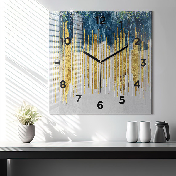 Square wall clock Decorative pattern and gold