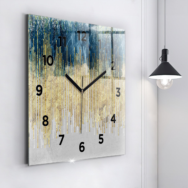 Square wall clock Decorative pattern and gold