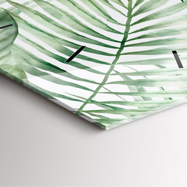 Square wall clock Painted plant leaves