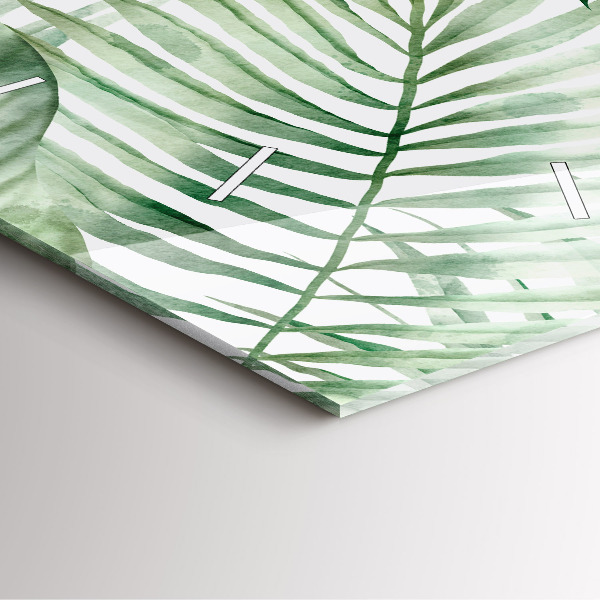 Square wall clock Painted plant leaves