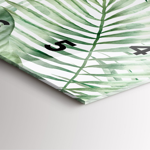 Square wall clock Painted plant leaves