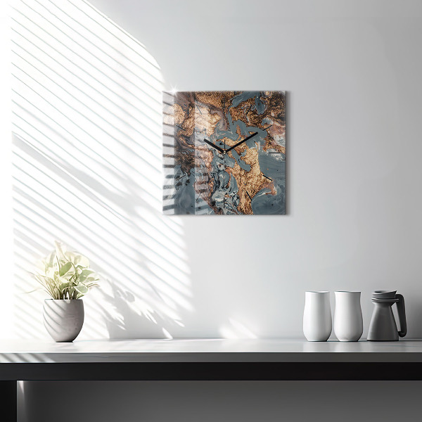 Square wall clock Marble gold abstract