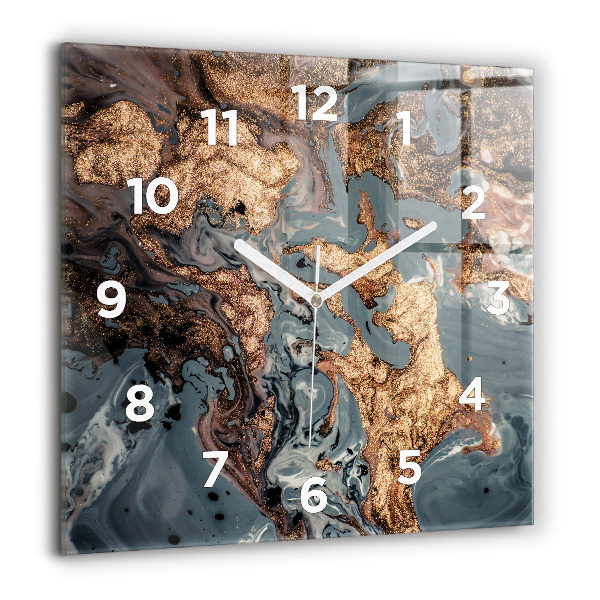 Square wall clock Marble gold abstract