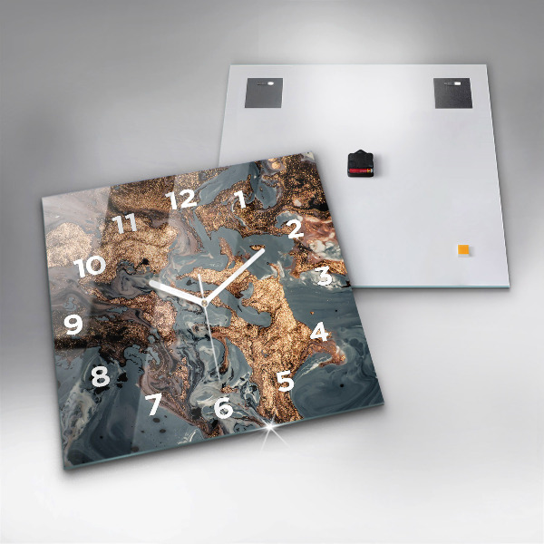 Square wall clock Marble gold abstract