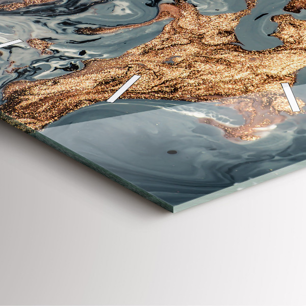 Square wall clock Marble gold abstract