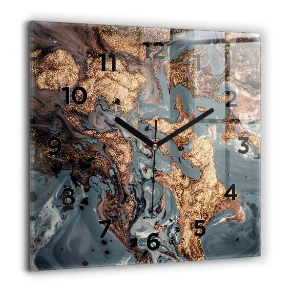 Square wall clock Marble gold abstract