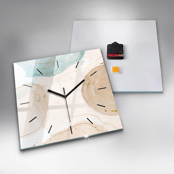 Square wall clock Watercolor stains