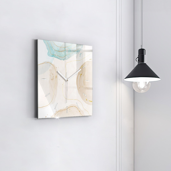 Square wall clock Watercolor stains