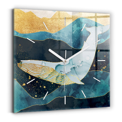 Square wall clock Abstract whale