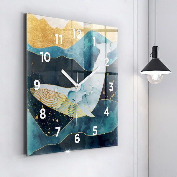 Square wall clock Abstract whale