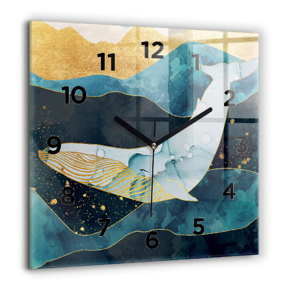 Square wall clock Abstract whale