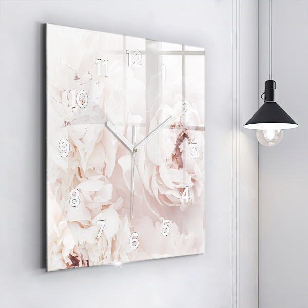 Square wall clock Peony flowers