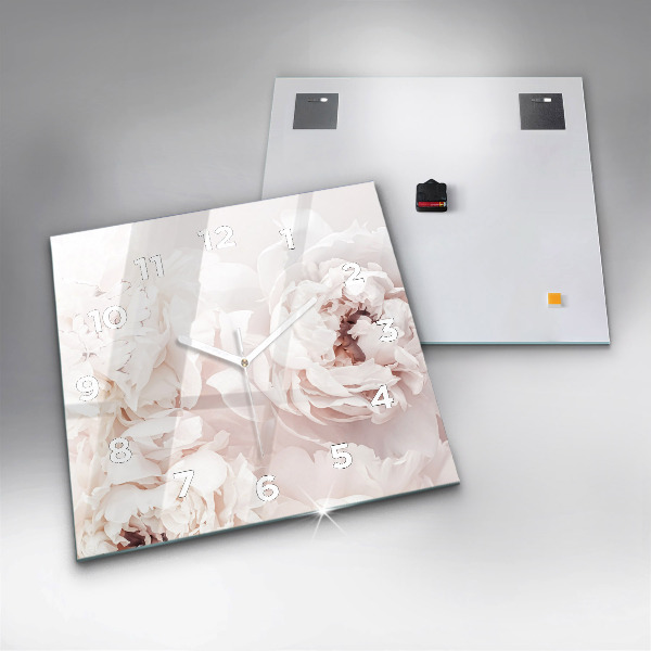 Square wall clock Peony flowers