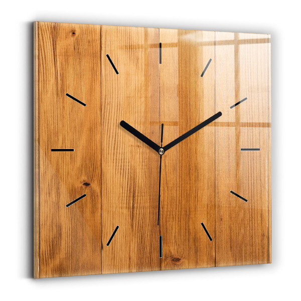 Square wall clock Wooden boards
