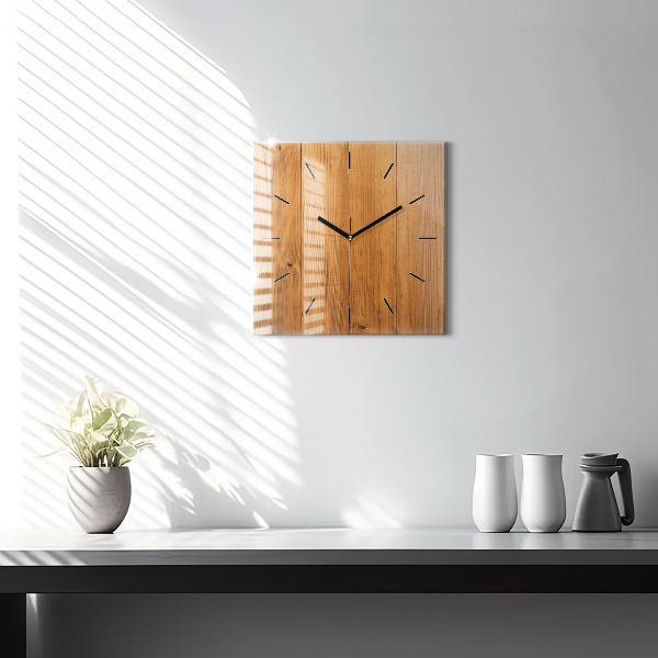 Square wall clock Wooden boards