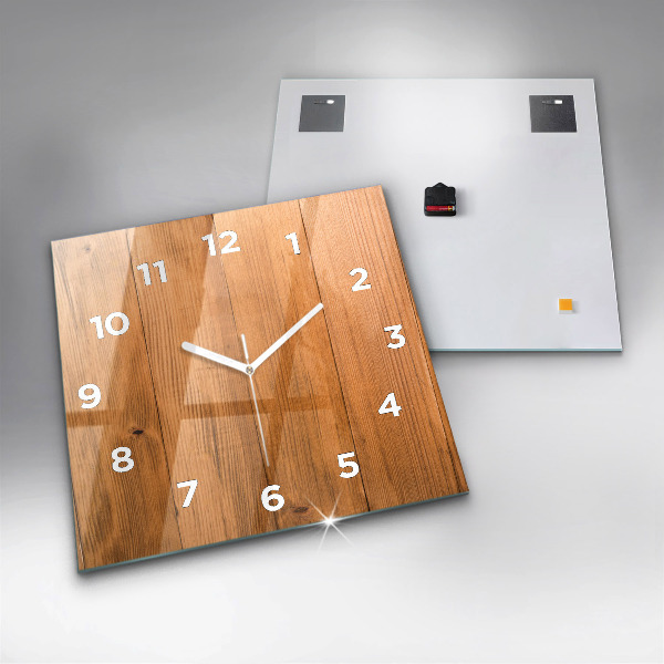 Square wall clock Wooden boards