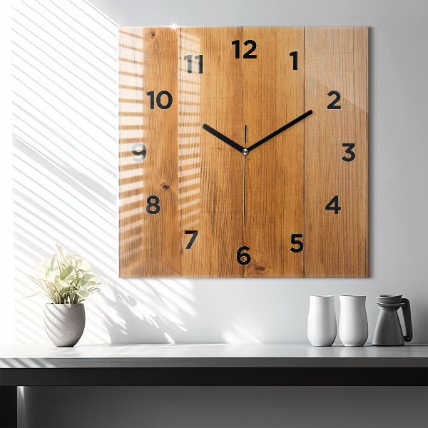 Square wall clock Wooden boards