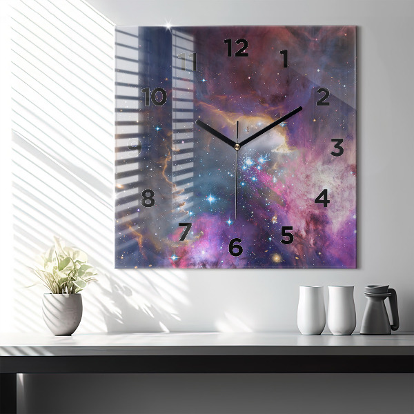 Square wall clock Galaxy and stars