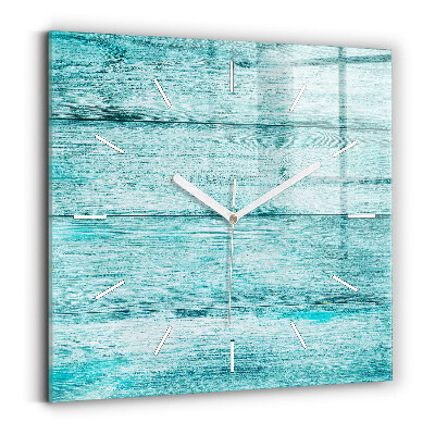 Square wall clock Blue old wood