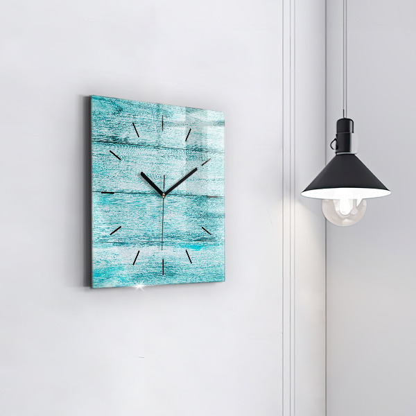Square wall clock Blue old wood