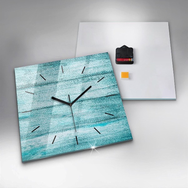 Square wall clock Blue old wood