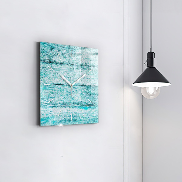 Square wall clock Blue old wood