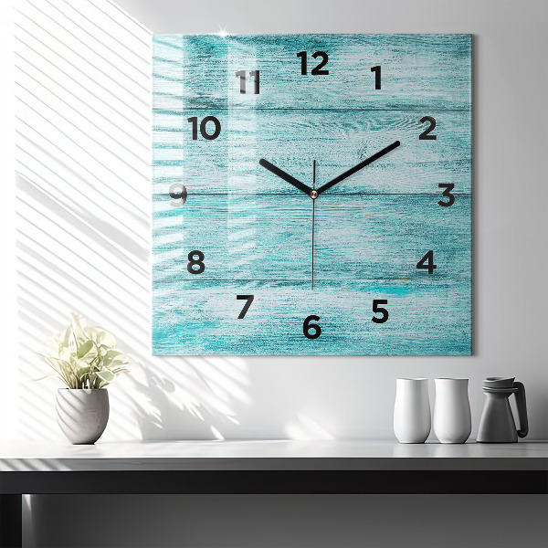 Square wall clock Blue old wood