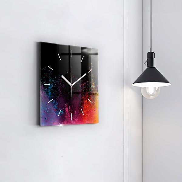 Square wall clock Explosion of colors