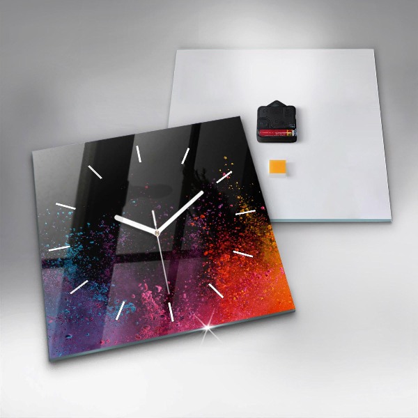 Square wall clock Explosion of colors