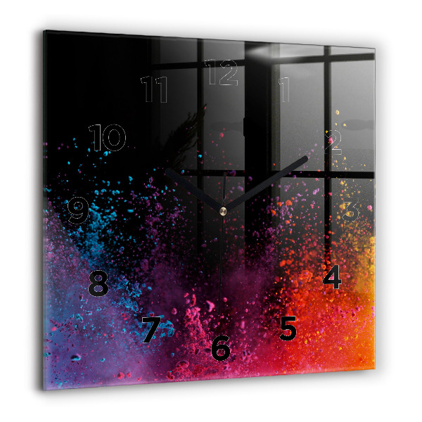 Square wall clock Explosion of colors