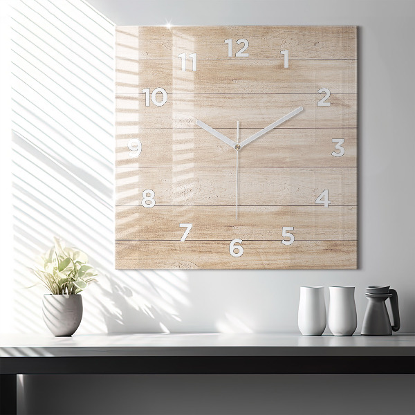 Square wall clock Wooden texture