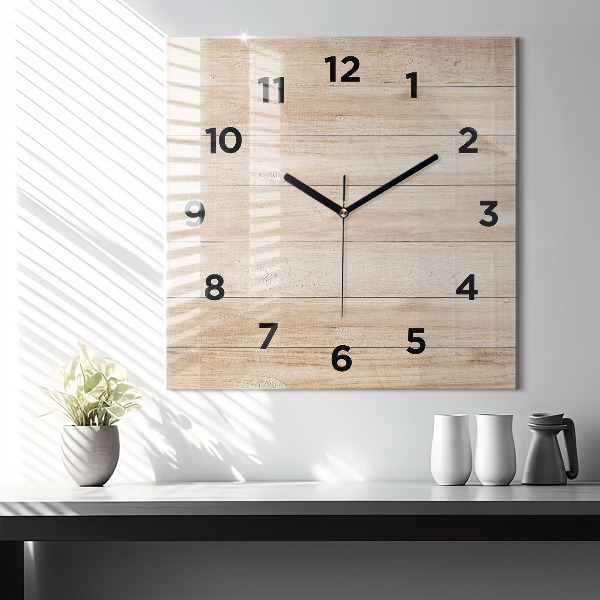 Square wall clock Wooden texture
