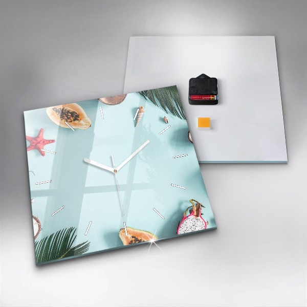 Square wall clock Summer composition