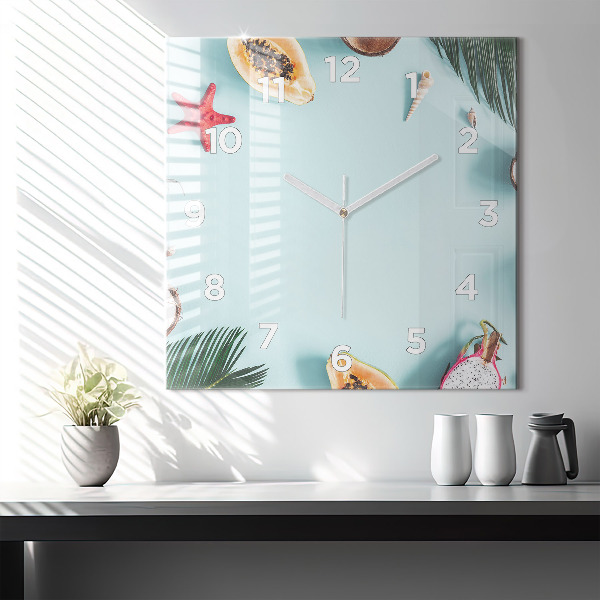 Square wall clock Summer composition