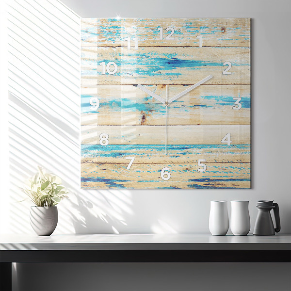 Square wall clock Scratched wood