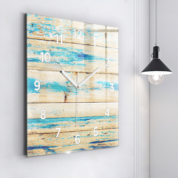 Square wall clock Scratched wood