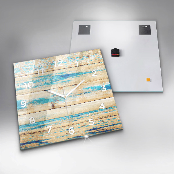 Square wall clock Scratched wood